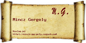 Mincz Gergely névjegykártya